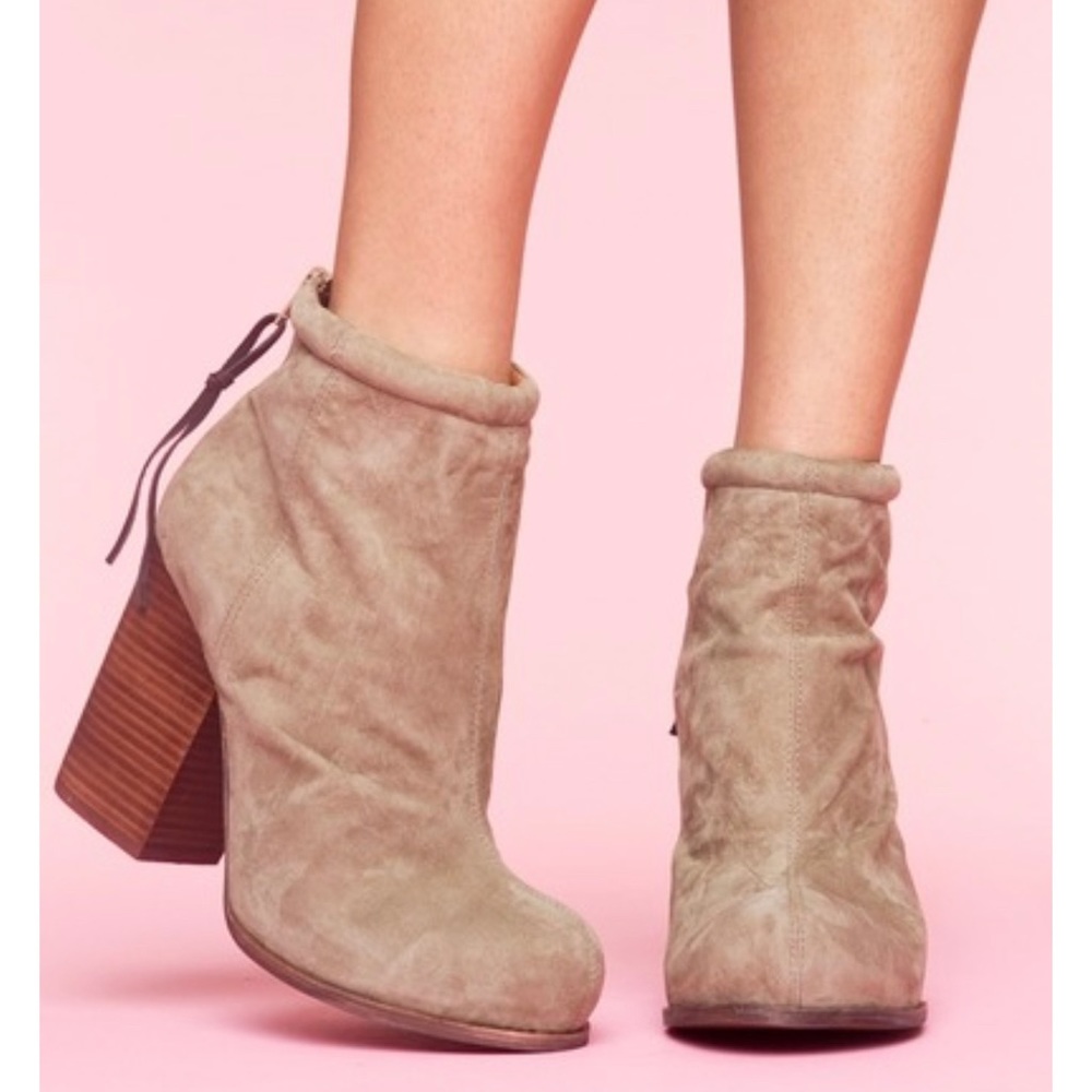 Jeffrey Campbell Rumble Taupe Suede Ankle Boots